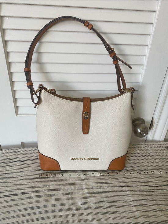 Dooney & Bourke Handbags - Dooney & Bourke Cream and Tan Leather Shoulder Hobo